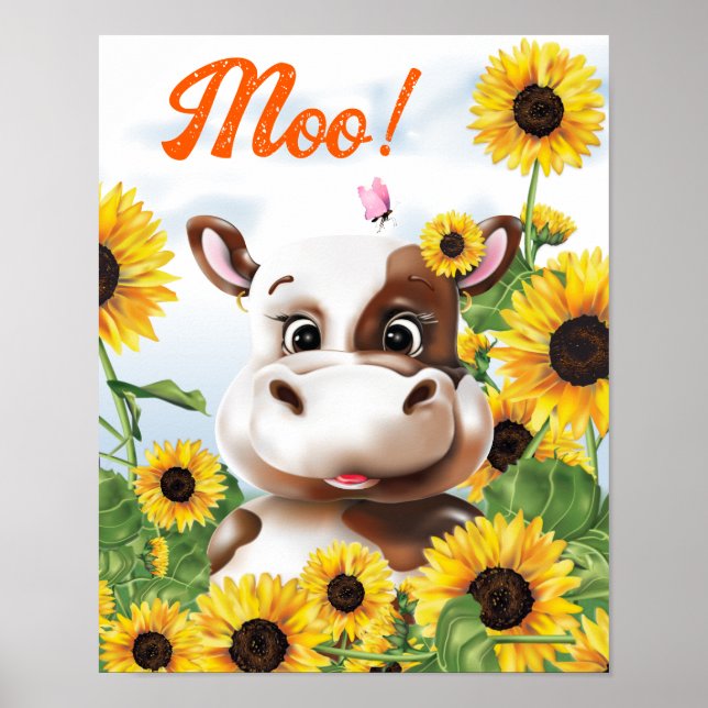 Affiche Ferme de tournesol de la vache (Devant)
