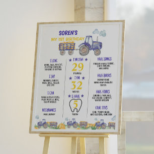 Affiche Ferme de tracteur Premier anniversaire Jalon