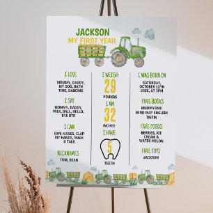 Affiche Ferme de tracteur vert Anniversaire de fête Jalon 