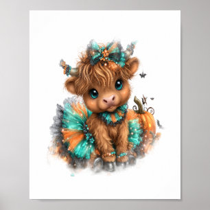 Affiche Ferme de vaches des Highlands Halloween