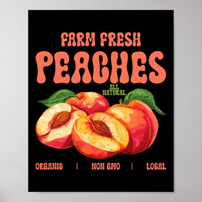 Affiche Ferme D'Été Pêches Fraîches Bio Non Gmo Local Fu (Devant)