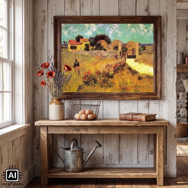 Affiche Ferme en Provence par Vincent van Gogh (Farmhouse in Provence by Vincent van Gogh is a vintage fine art post impressionism painting.)
