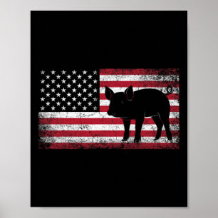 Affiche Ferme fermière Pig Bbq 4 juillet Drapeau américain