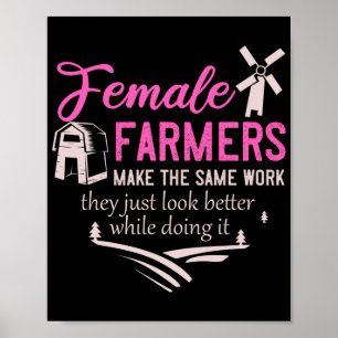 Affiche Ferme Fille Animaux Femme Farmer Rancher Fille