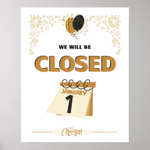 Affiche Fermé le 1er janvier Heures de magasin
