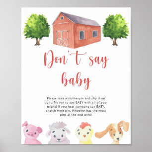 Affiche Ferme - Ne pas dire Jeu de Bébé