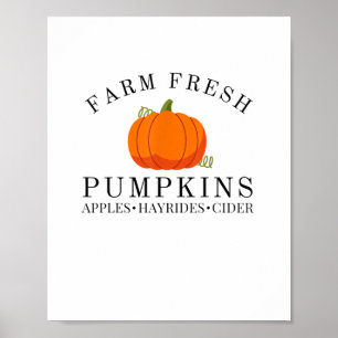 Affiche Ferme Pommes Citrouilles fraîches Hayrides Cider T