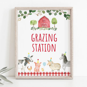 Affiche Ferme Station de pâturage de verdure Signal alimen