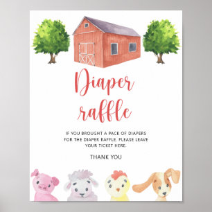 Affiche Ferme - tombola de couches