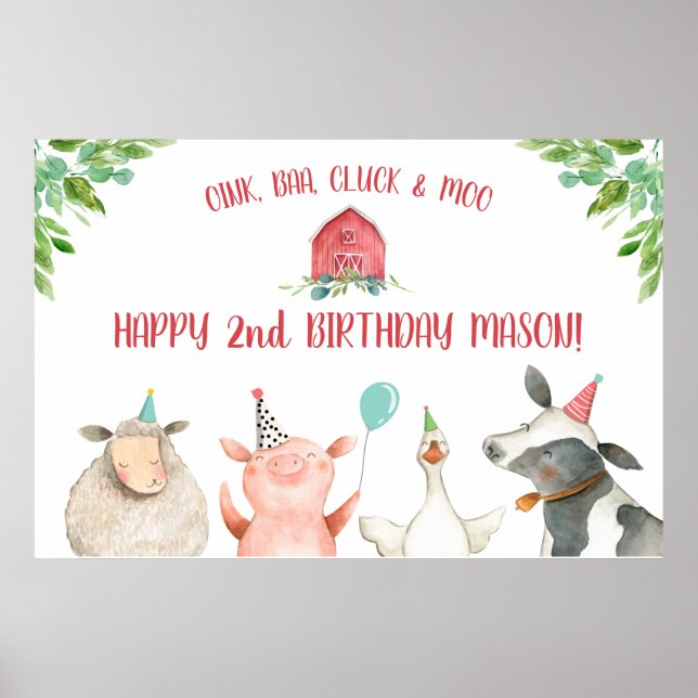 Affiche Ferme Vieux MacDonald Barnyard Animaux rouges Bien (Devant)