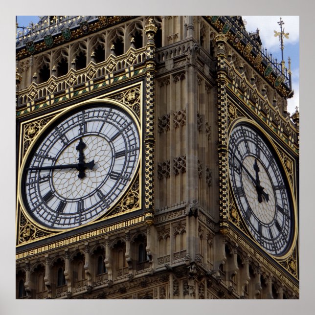 Affiche Fermer Big Ben Horloge Tower Londres (Devant)