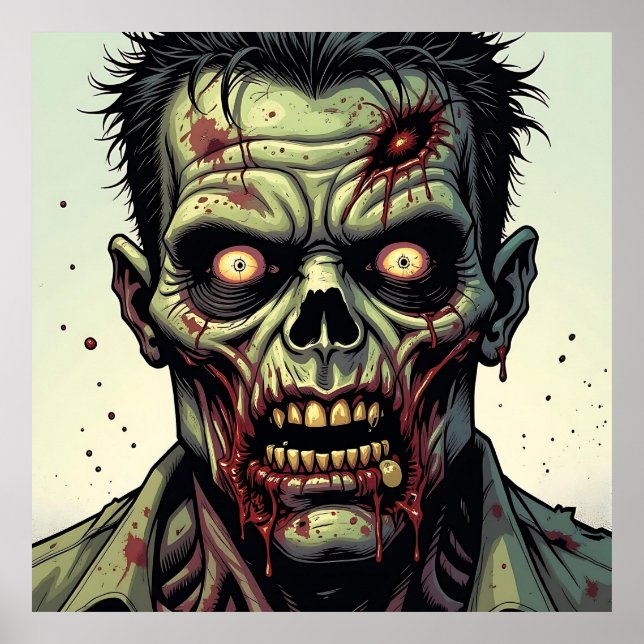 Affiche Fermer une Pop Art Zombie Halloween (Devant)