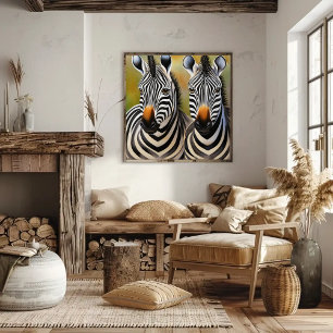 Affiche Fermer Zebra Pair Bold et Striking Wildlife