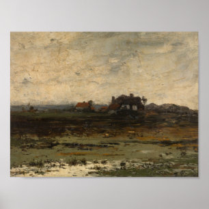 Affiche Fermes au coucher du soleil Jean Pierre Francois L