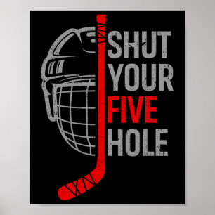 Affiche Fermez vos cinq détenteurs de tées de hockey drôle