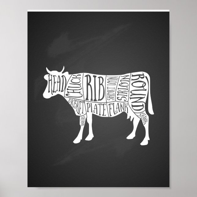 Affiche fermier vache boucherie charcuterie art petit port (Devant)