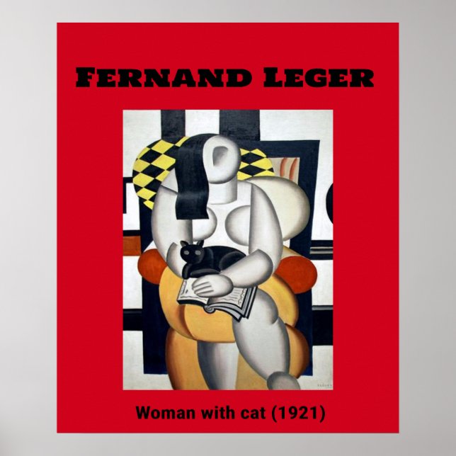 Affiche Fernand Leger : Femme avec chat (1921) (Devant)