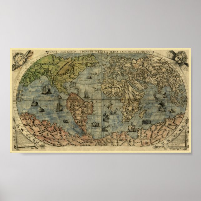 Affiche Fernando Bertelli 1565 Carte du Monde (Devant)