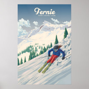 Affiche Fernie Colombie-Britannique Canada Station de ski 