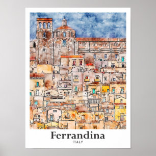 Affiche Ferrandina Italie Voyage Aquarelle main tirée
