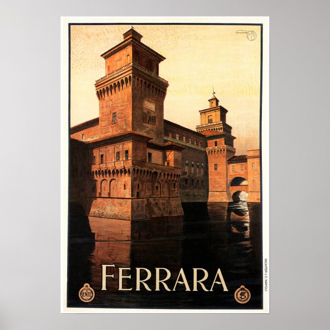 Affiche FERRARA NORD ITALIE Vintage voyage (Devant)