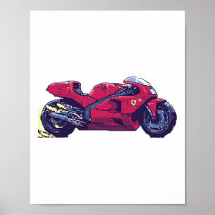 Affiche Ferrari Concept Bike - Retro Pixel Art Sticker