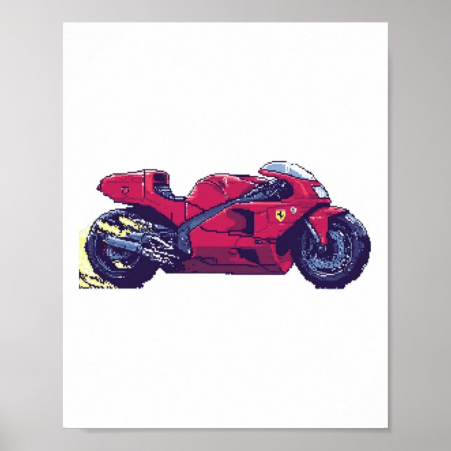 Affiche Ferrari Concept Bike - Retro Pixel Art Sticker (Devant)