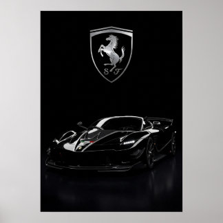 Affiche Ferrari FXX-K Hypercar noire | Supercar sombre