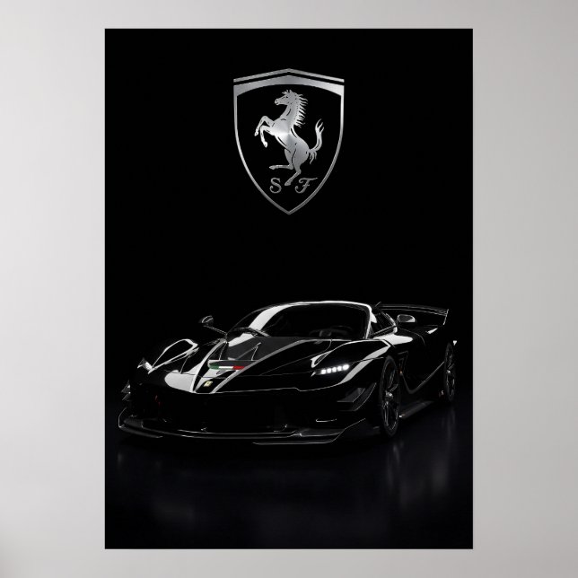 Affiche Ferrari FXX-K Hypercar noire | Supercar sombre (Devant)