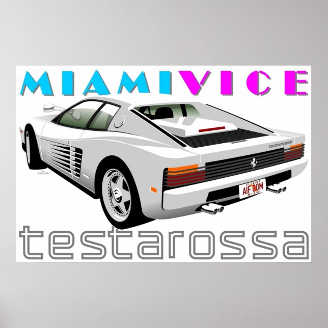 Affiche Ferrari Testarossa de Miami Vice (Devant)