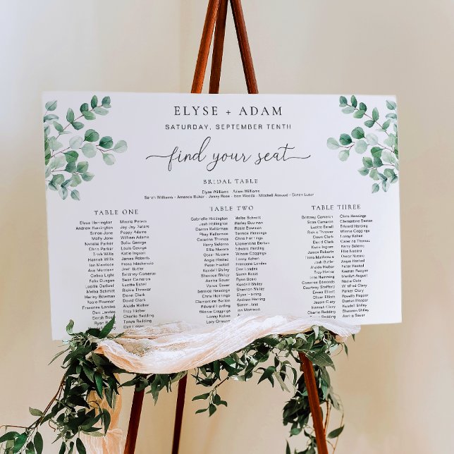 Affiche Ferras Greenery 3 Banquet Seating Chart Foam Board (Créateur téléchargé)