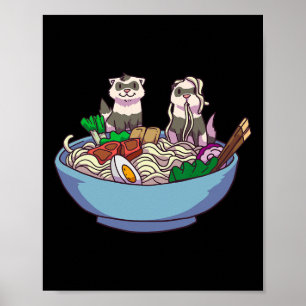Affiche Ferret Ramen Noodles Anime Kawaii Japanese Otaku
