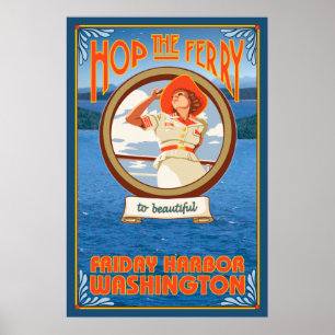 Affiche Ferry pour femmes - port de vendredi, Washington