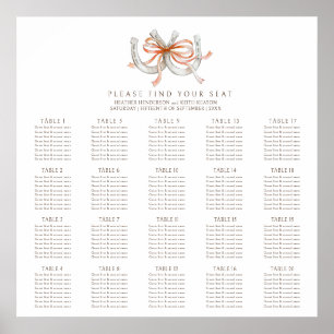 Affiche Fers à cheval rubans orange 20 tables mariage auto