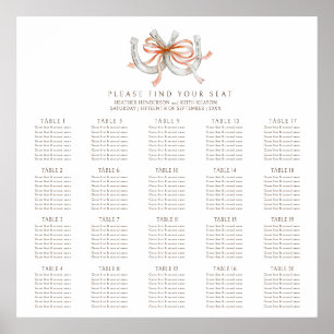 Affiche Fers à cheval rubans orange 20 tables mariage auto