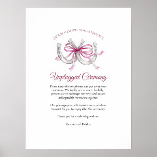 Affiche Fers à cheval rubans roses art sans téléphone mari