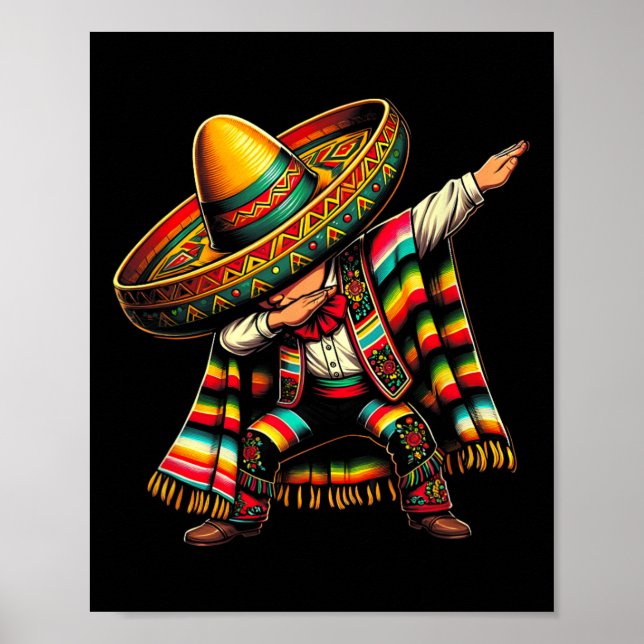 Affiche Festif Cinco De Mayo Dabbing Mexicaine Boy Dance F (Devant)