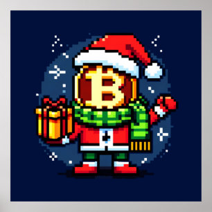 Affiche Festif Coin Homme Drôle Pixel Art Design de Noël