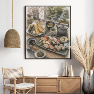 Affiche Festin de Sushi et Tempura Japonais