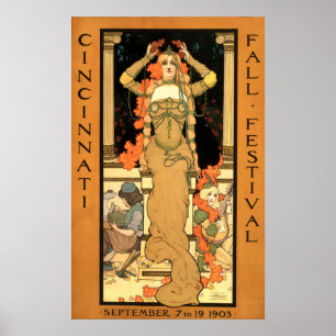 Affiche Festival d'automne Art Nouveau vintage Cincinnati