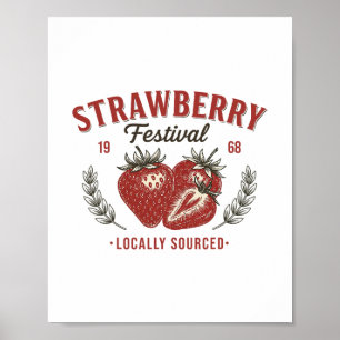 Affiche Festival de la Fraise 1968 Été Local Provenance Vi