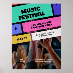 Affiche Festival de musique moderne coloré, fête musicale