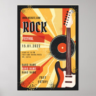 Affiche Festival de musique rock flyer Faire-part