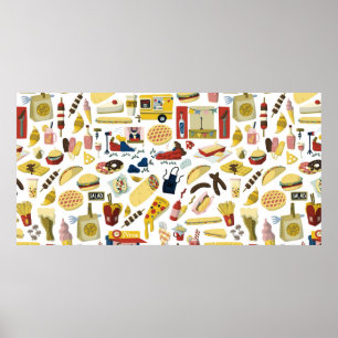 Affiche Festival des camions de nourriture dessin animé él