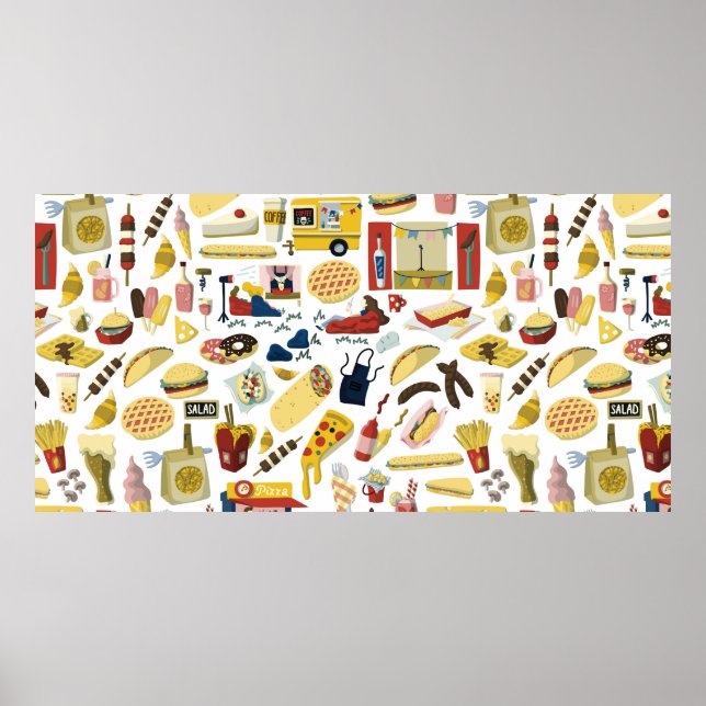 Affiche Festival des camions de nourriture dessin animé él (Devant)