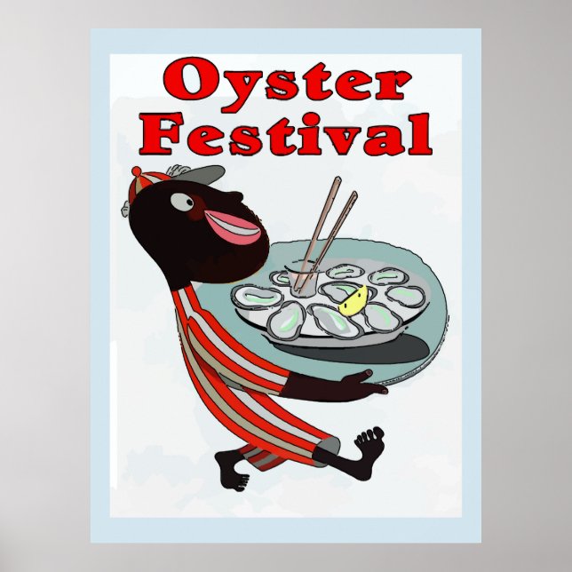 Affiche Festival d'huîtres, serveur vintage (Devant)