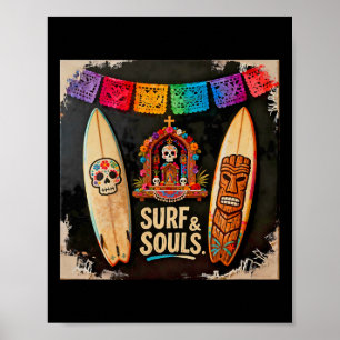 Affiche Festival Dia De Los Muertos Crâne de Sucre Tiki Au
