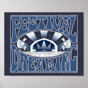Affiche Festival Dream Vintage Retro Marine-White Graphic