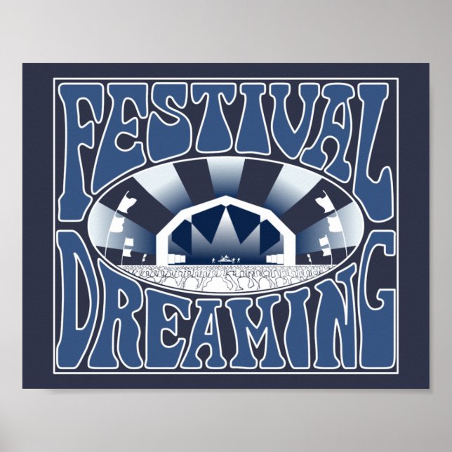 Affiche Festival Dream Vintage Retro Marine-White Graphic (Devant)