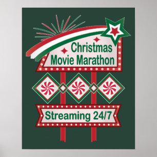 Affiche Festival du Marathon de Noël Retro Marquee